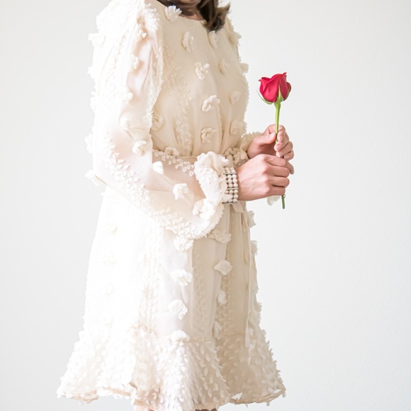 ⭐️NEW⭐️Angeleyes PomPom Long Sleeve Ruffle Dress - Picture 8 of 9